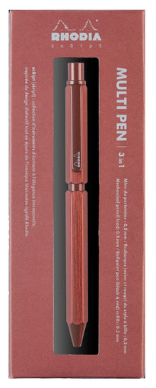 Rhodia scRipt 3-in-1 Multipen - Black & Red Ballpoint + 0.5mm Pencil - Brown
