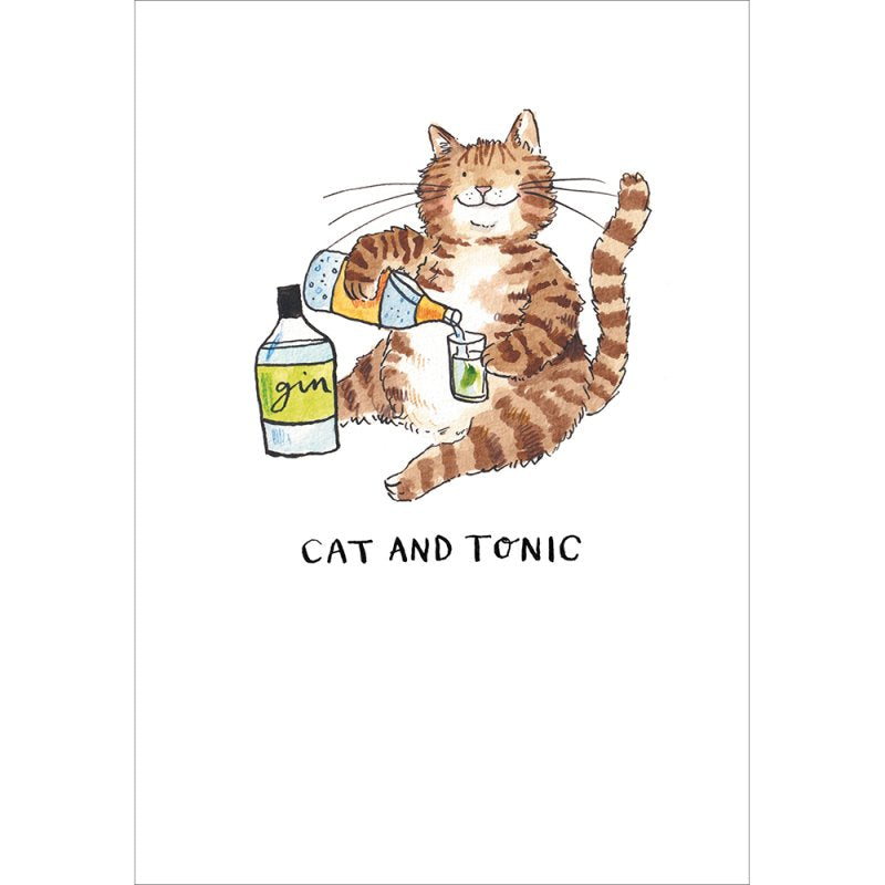 Jelly Armchair Cat and Tonic Blank Greetings Card