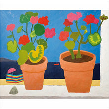 Sophie Harding Geraniums in Pots Blank Greetings Card