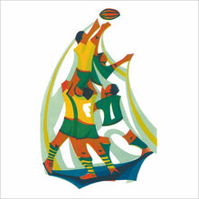 Paul Cleden Rugby Jump Line-Out Blank Greetings Card