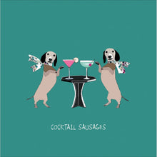 Sally Scaffardi Cocktail Sausages Dachshunds Blank Greetings Card