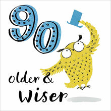 Silver Fox Older and Wiser Owl 90th Birthday Card