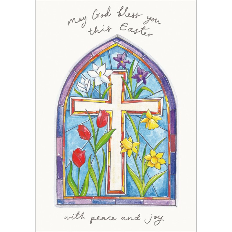 Spring Sunshine Stained Glass Cross Easter Card