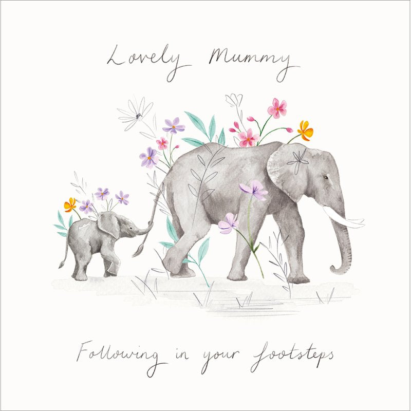 Mummy's Footsteps Elephants Mother's Day Card