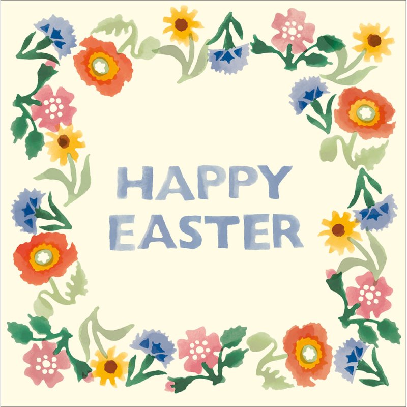 Pinks and Poppies Floral Wreath Easter Card