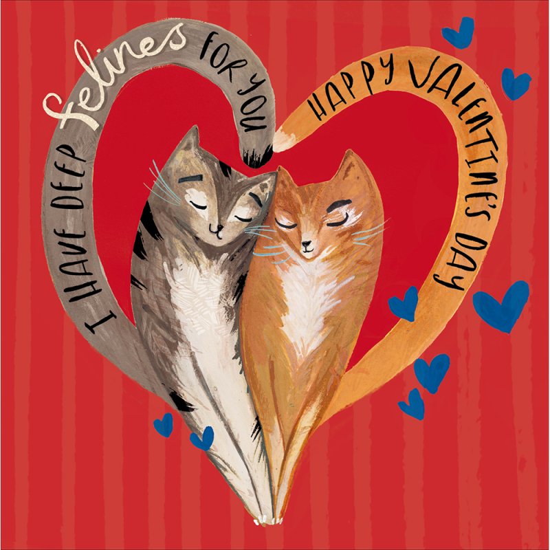 Purrfect for Each Other Cats in a Heart Valentine's Card