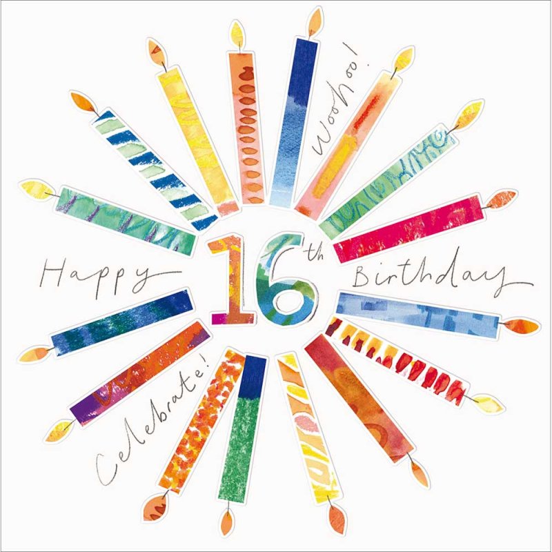 Candle Burst 16 Today 16th Birthday Card