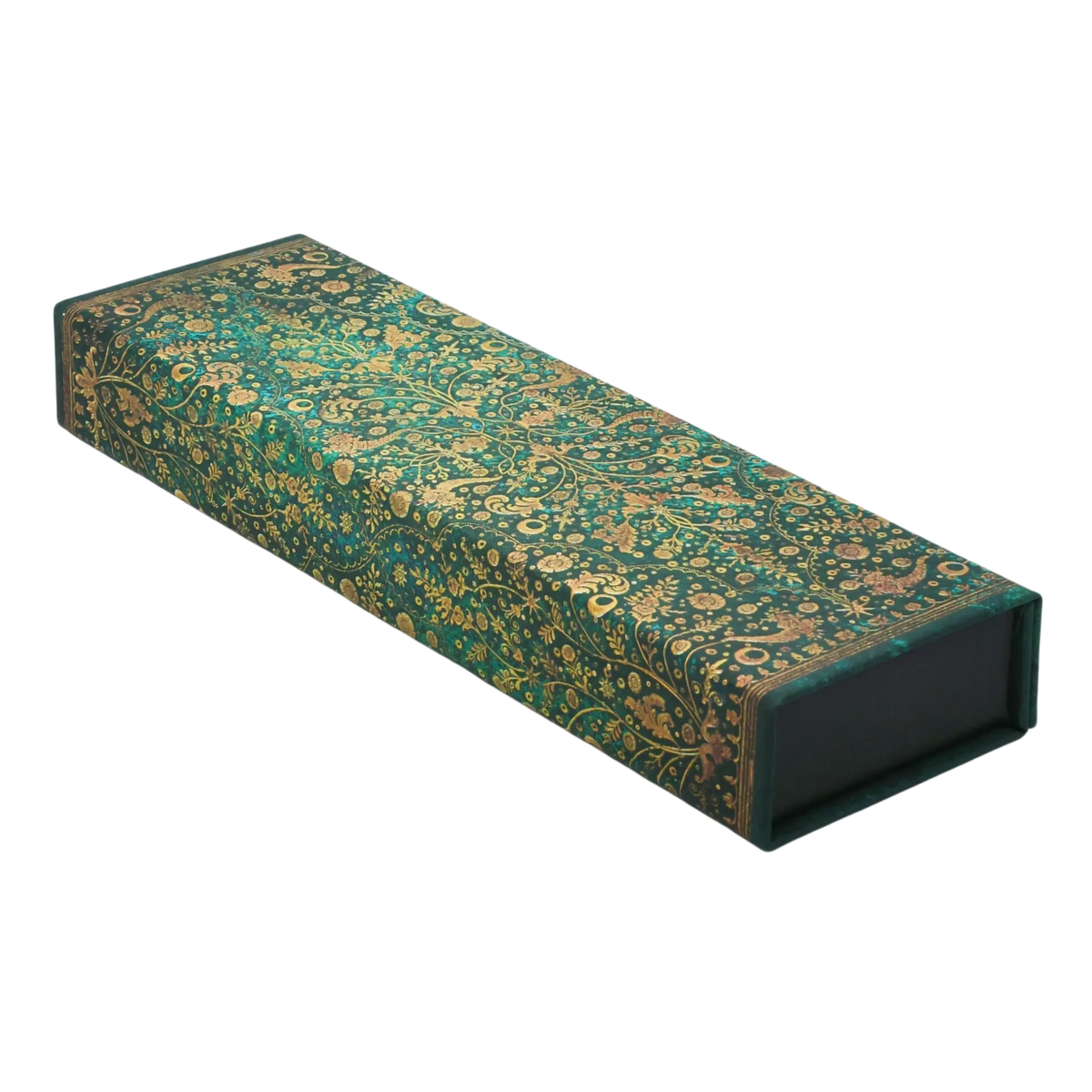Paperblanks Emerald Flower Pencil Case – angled view