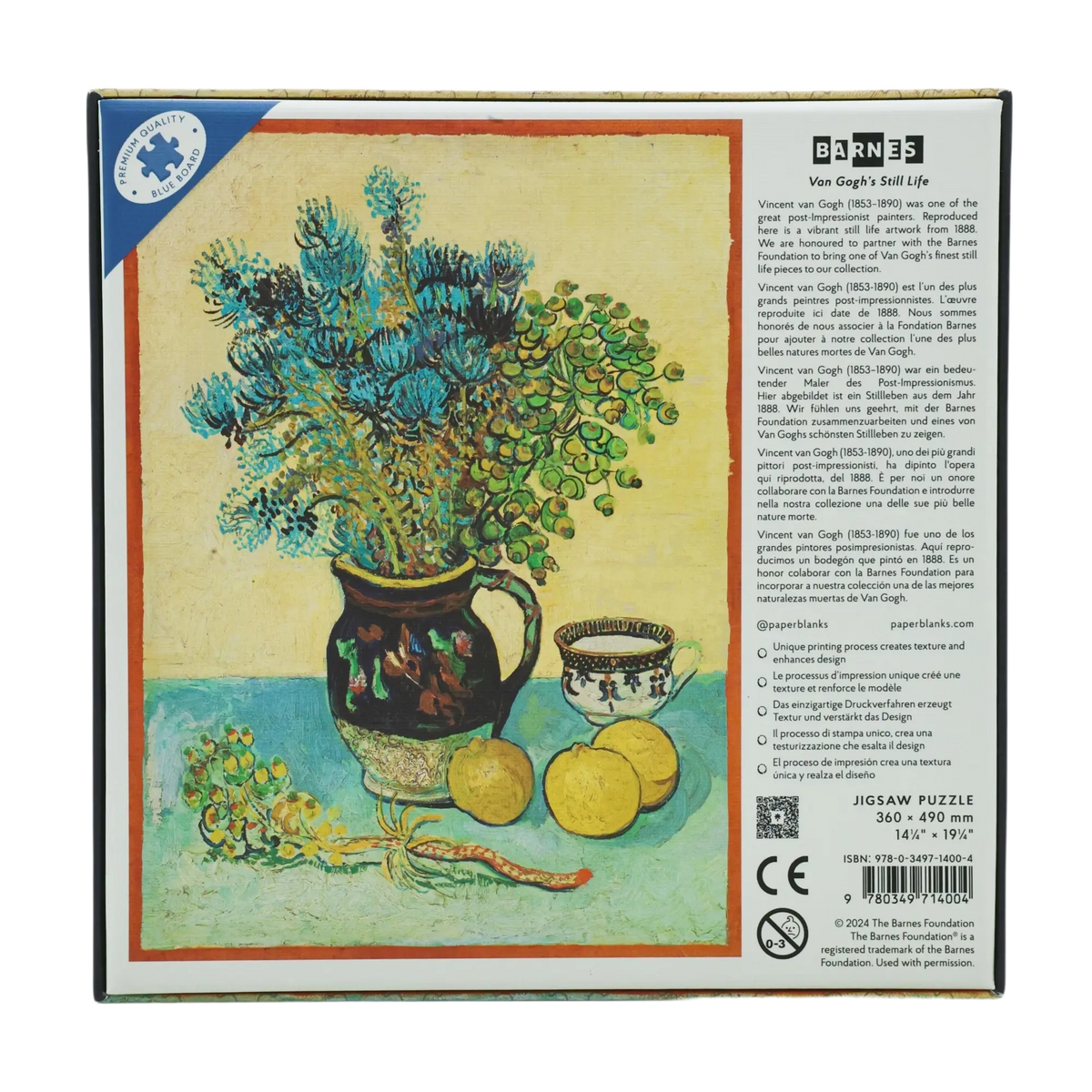 Paperblanks Van Gogh’s Still Life 500-Piece Jigsaw Puzzle – back view