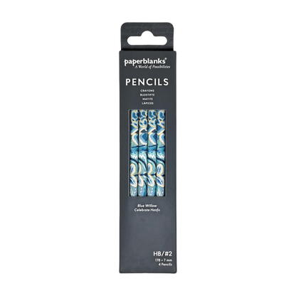Paperblanks Blue Willow Pencils – Pack of 4 – front view