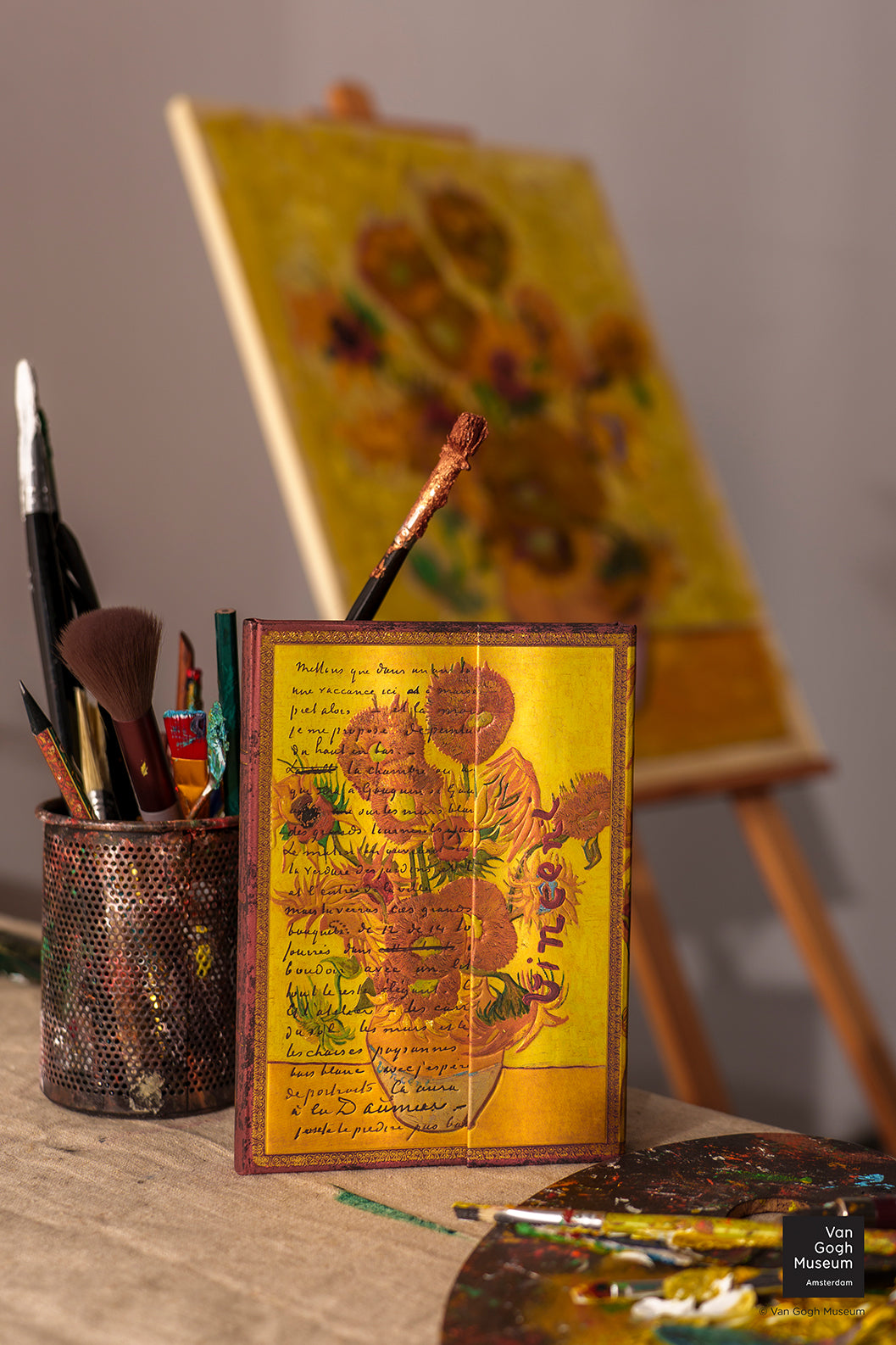 Paperblanks Van Gogh, Sunflowers Ultra Hardback Journal – Plain, 144 Pages – lifestyle image
