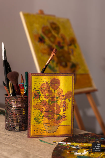 Paperblanks Van Gogh, Sunflowers Ultra Hardback Journal – Plain, 144 Pages – lifestyle image