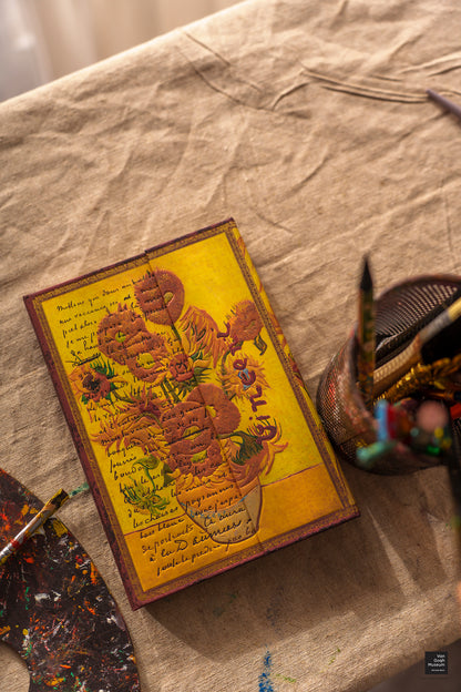 Paperblanks Van Gogh, Sunflowers Ultra Hardback Journal – Plain, 144 Pages – lifestyle image