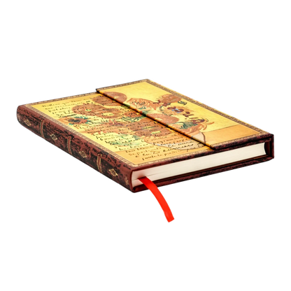 Paperblanks Van Gogh, Sunflowers Midi Hardback Journal – Lined, 144 Pages – page edge