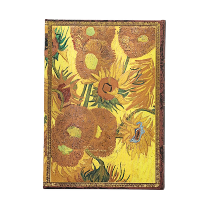 Paperblanks Van Gogh, Sunflowers Midi Hardback Journal – Plain, 144 Pages – back cover