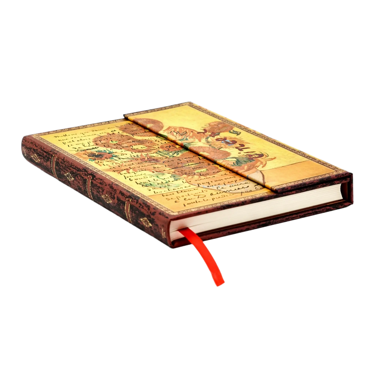 Paperblanks Van Gogh, Sunflowers Midi Hardback Journal – Plain, 144 Pages – page edge