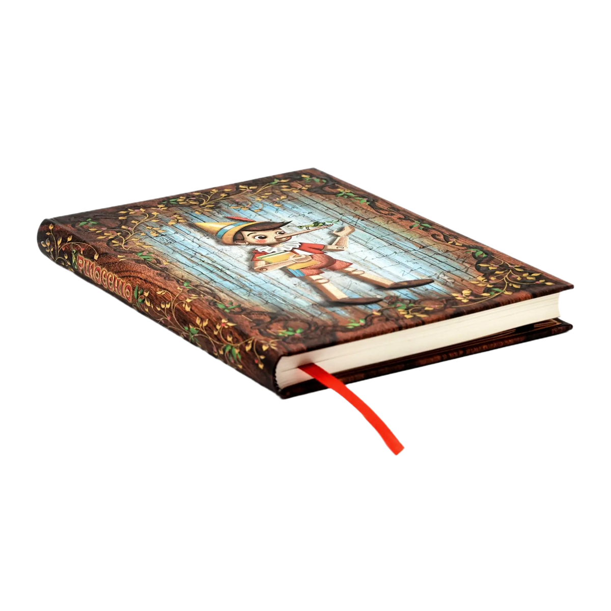 Paperblanks Carlo Collodi, Pinocchio Midi Hardback Journal – Lined, 144 Pages – page edge