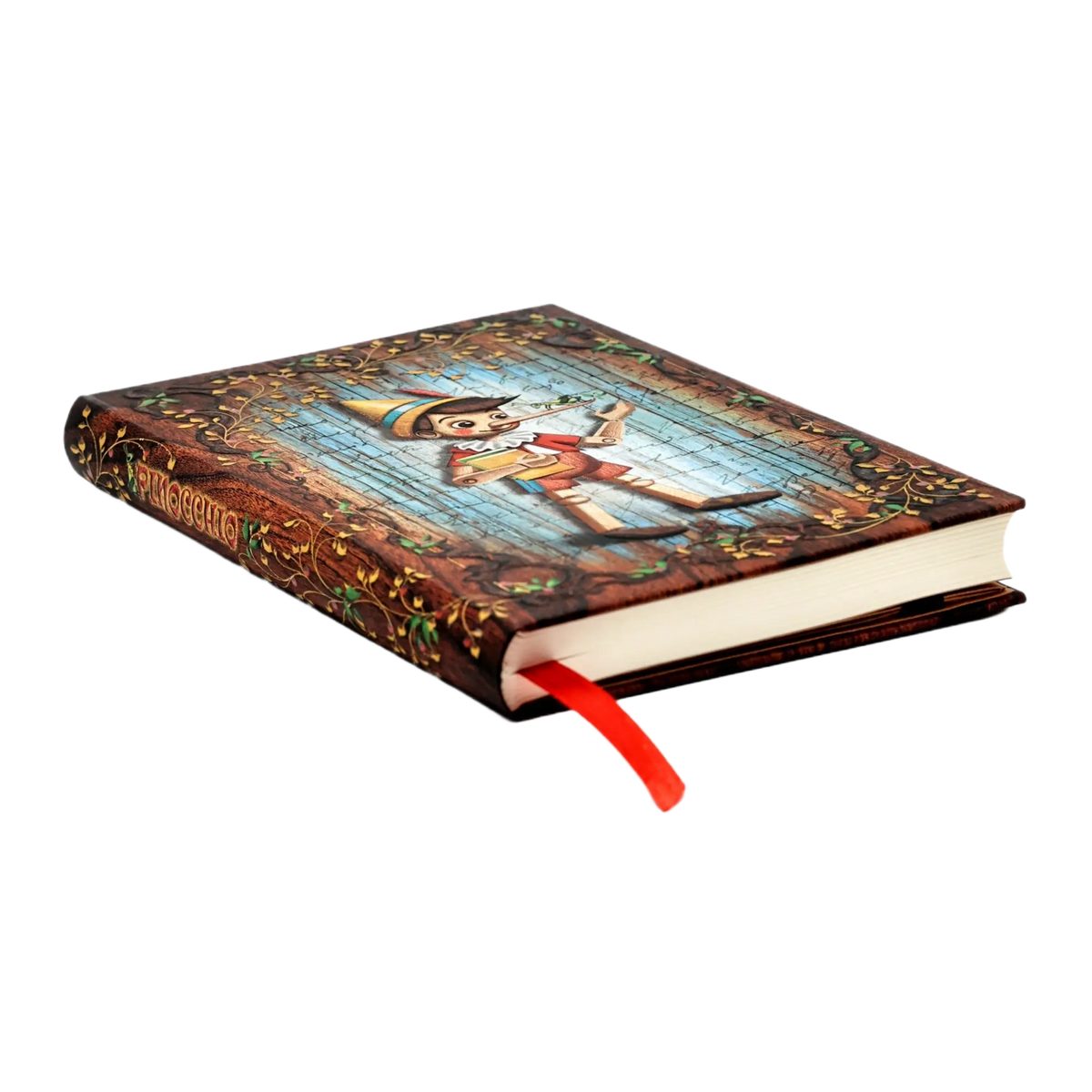Paperblanks Carlo Collodi, Pinocchio Mini Hardback Journal – Plain, 176 Pages – page edge