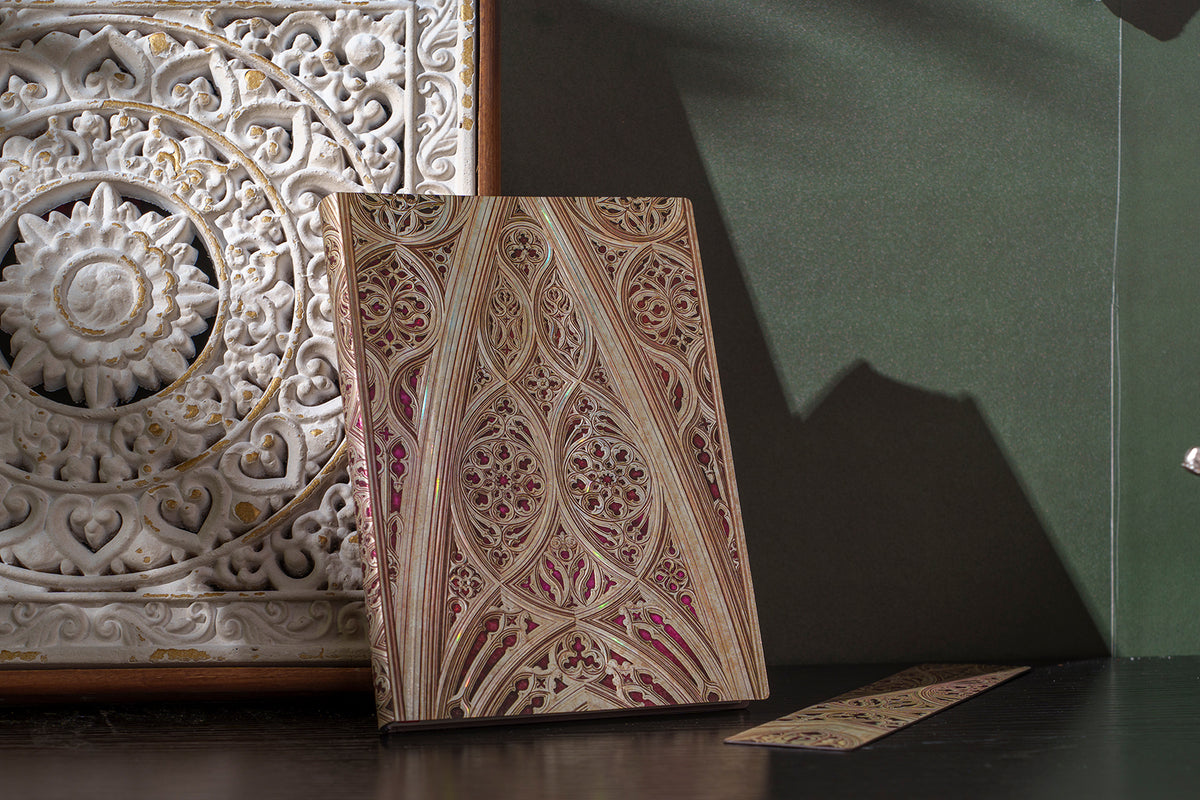 Paperblanks Vault of the Milan Cathedral (Burgundy) Ultra Softback Flexi Journal – Lined, 176 Pages – lifestyle image
