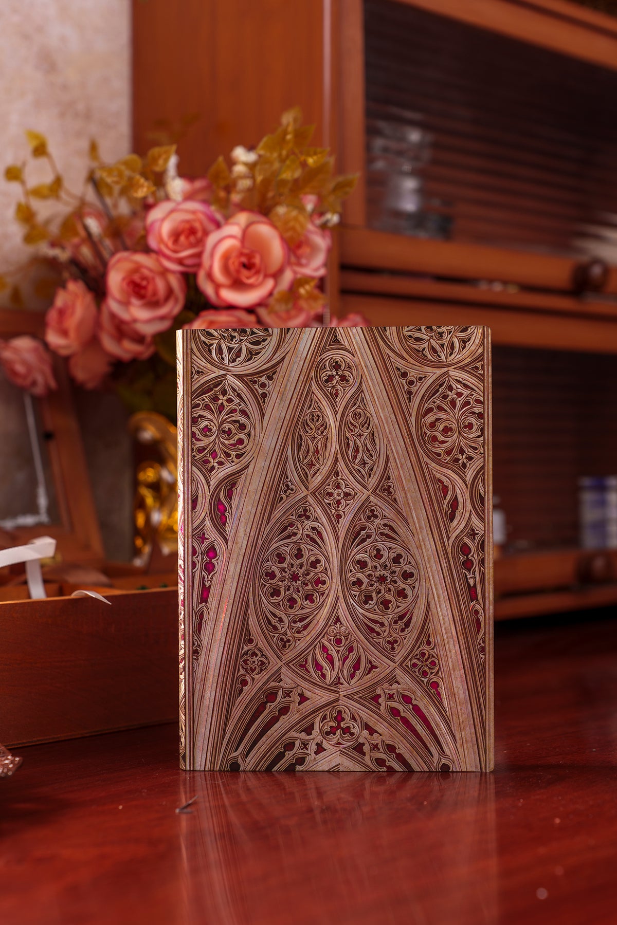 Paperblanks Vault of the Milan Cathedral (Burgundy) Ultra Softback Flexi Journal – Plain, 176 Pages – lifestyle image