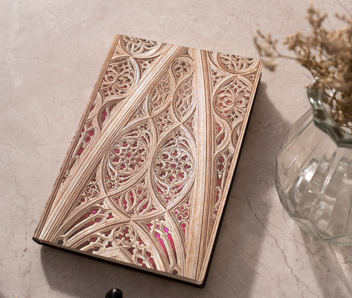 Paperblanks Vault of the Milan Cathedral (Burgundy) Ultra Softback Flexi Journal – Plain, 176 Pages – lifestyle image