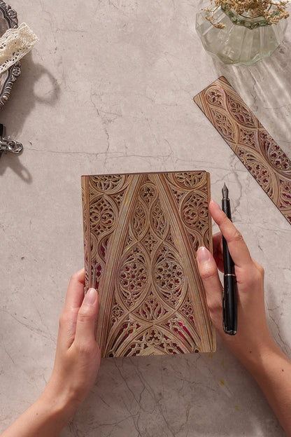 Paperblanks Vault of the Milan Cathedral (Burgundy) Ultra Softback Flexi Journal – Plain, 176 Pages – lifestyle image