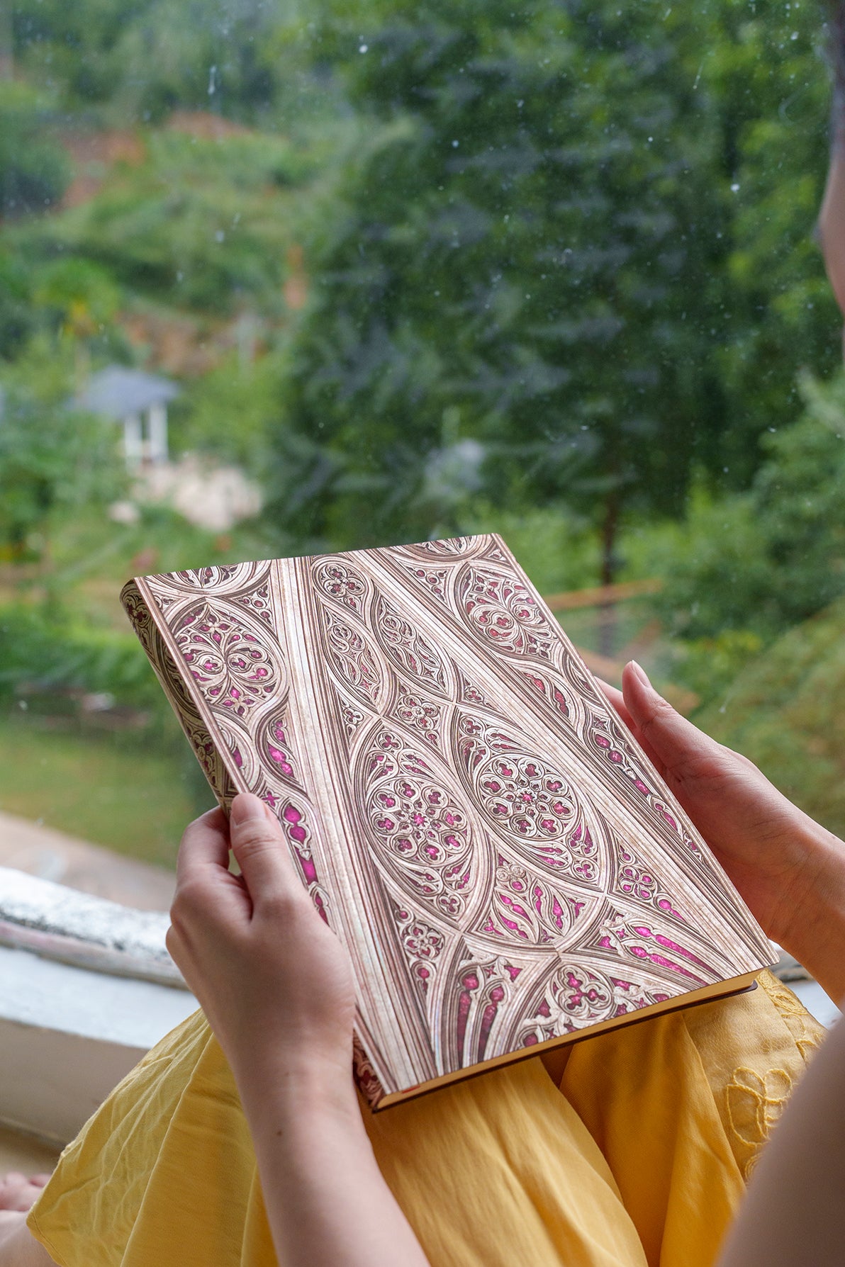Paperblanks Vault of the Milan Cathedral (Burgundy) Midi Softback Flexi Journal – Plain, 176 Pages – lifestyle image