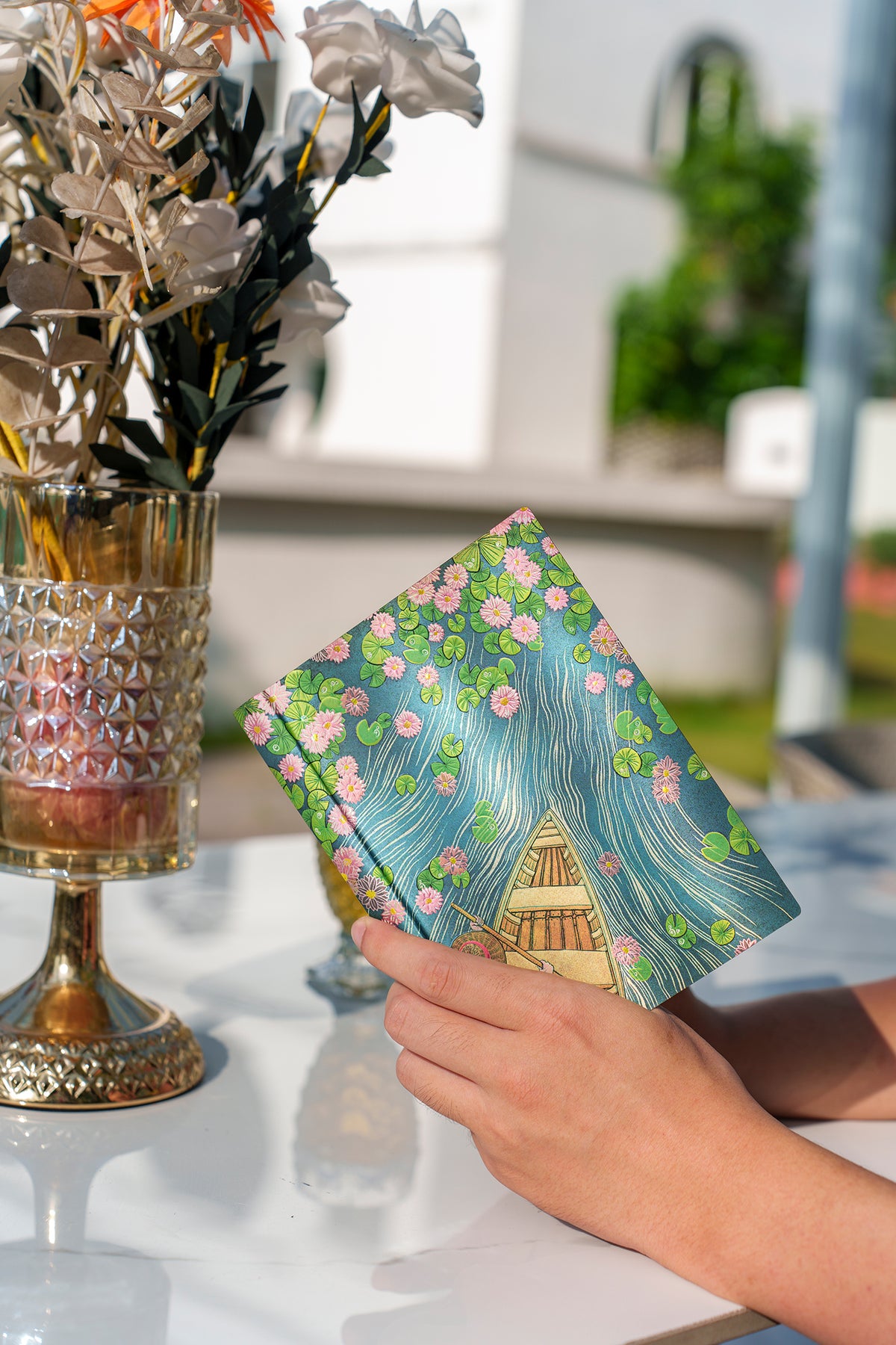 Paperblanks Lotus River Ultra Softback Flexi Journal – Plain, 176 Pages – lifestyle image