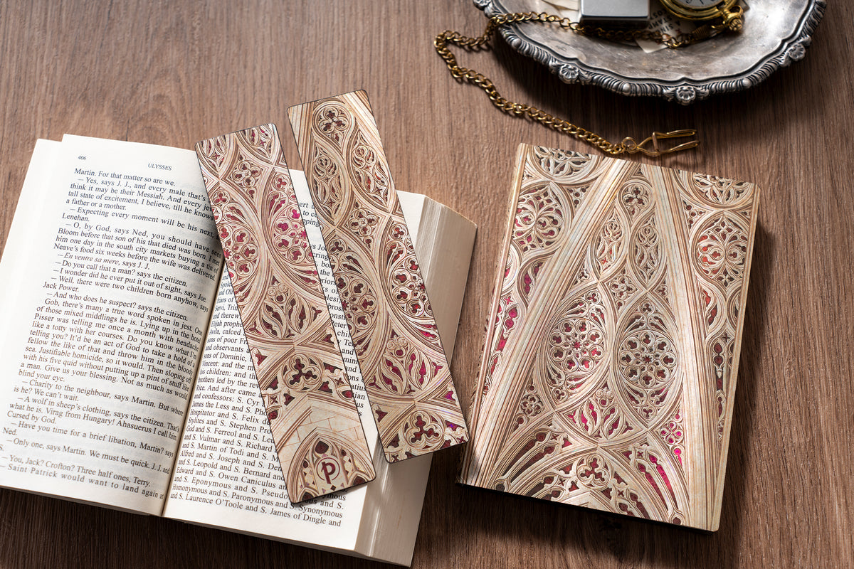 Paperblanks Vault of the Milan Cathedral (Burgundy) Bookmark – lifestyle image
