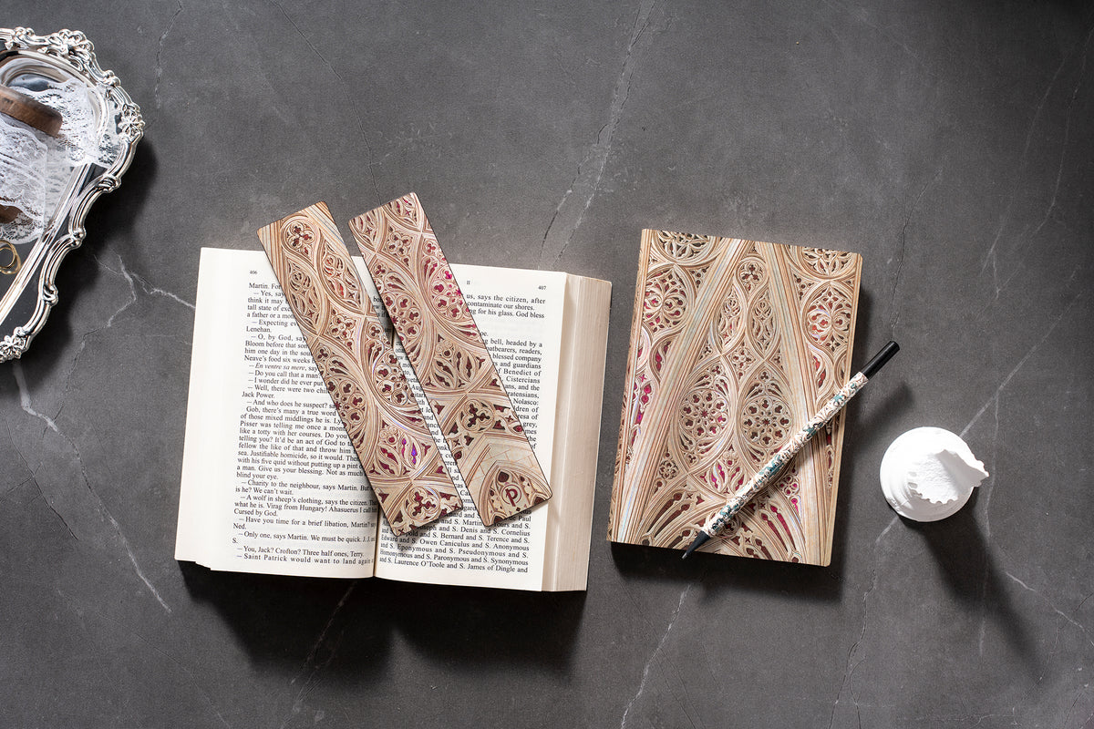 Paperblanks Vault of the Milan Cathedral (Burgundy) Bookmark – lifestyle image