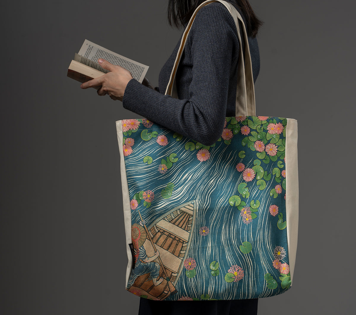 Paperblanks Lotus River Cotton Tote Bag – lifestyle image