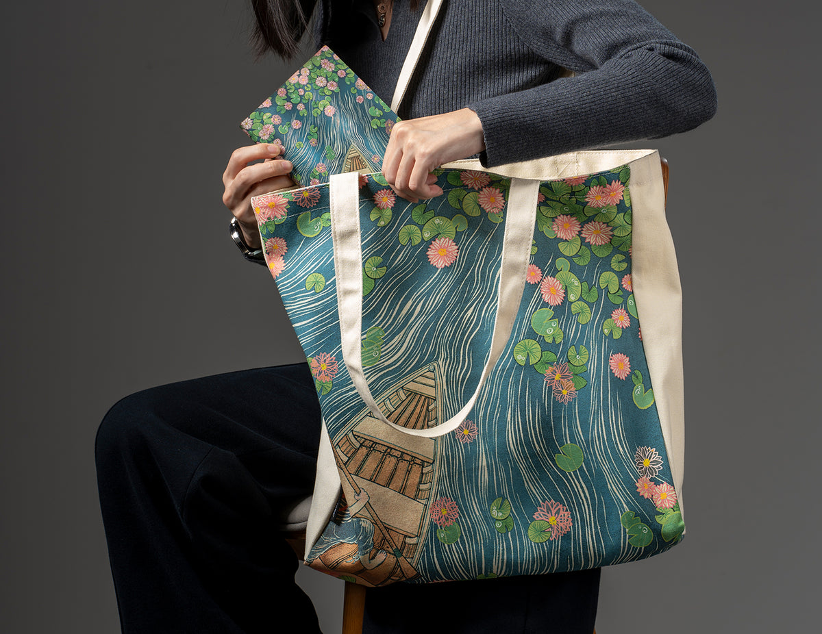 Paperblanks Lotus River Cotton Tote Bag – lifestyle image