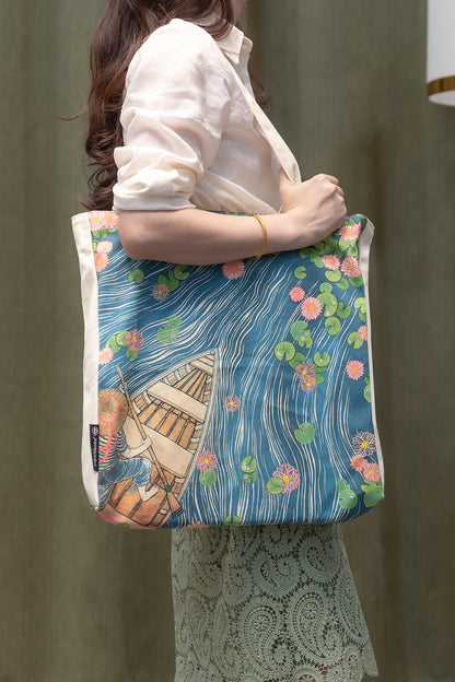 Paperblanks Lotus River Cotton Tote Bag – lifestyle image