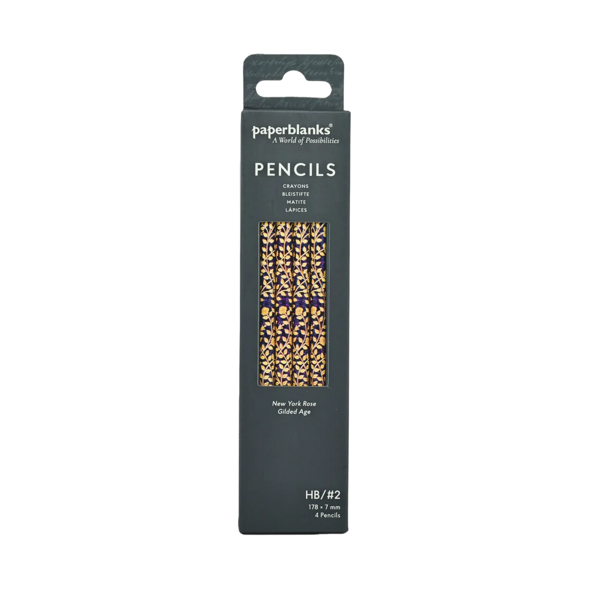 Paperblanks New York Rose Pencils – Pack of 4 – front view