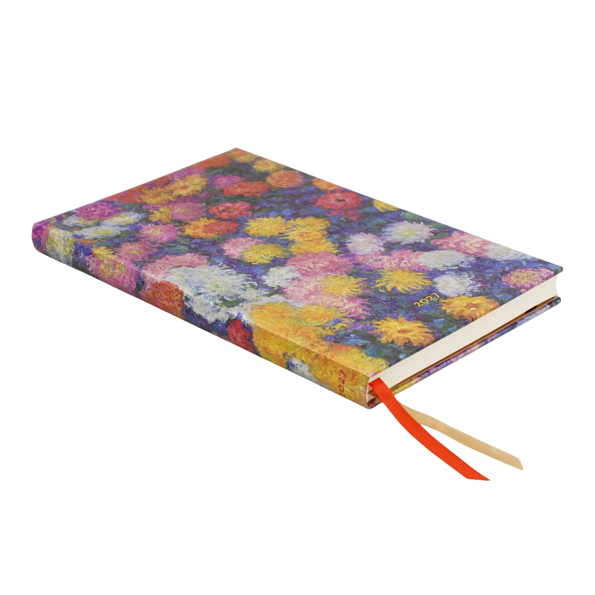 Paperblanks 2027 Monet’s Chrysanthemums Mini Hardback Diary – Week-to-View with Notes (Verso) – page edge