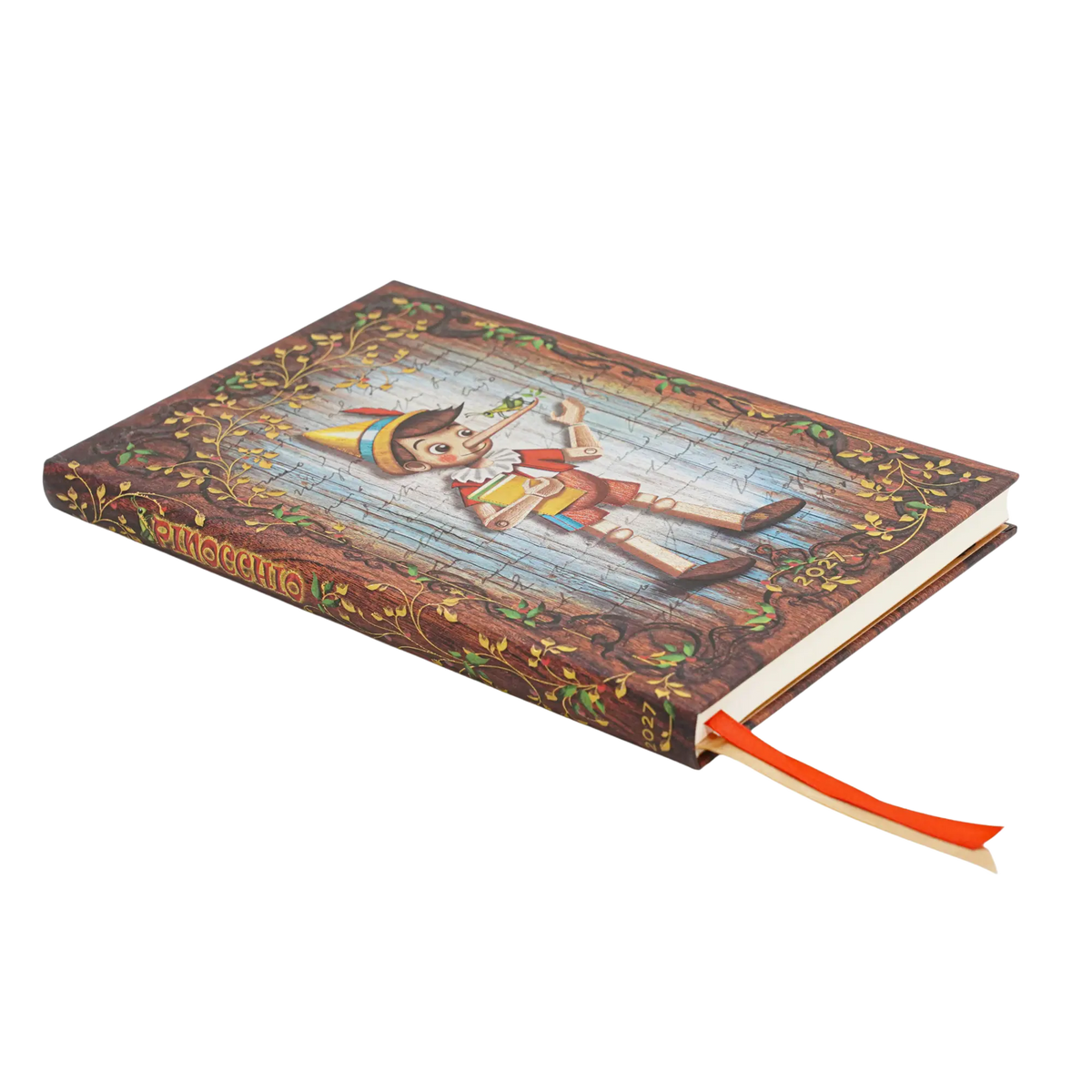 Paperblanks 2027 Carlo Collodi, Pinocchio Maxi Hardback Diary – Week-to-View Vertical – page edge
