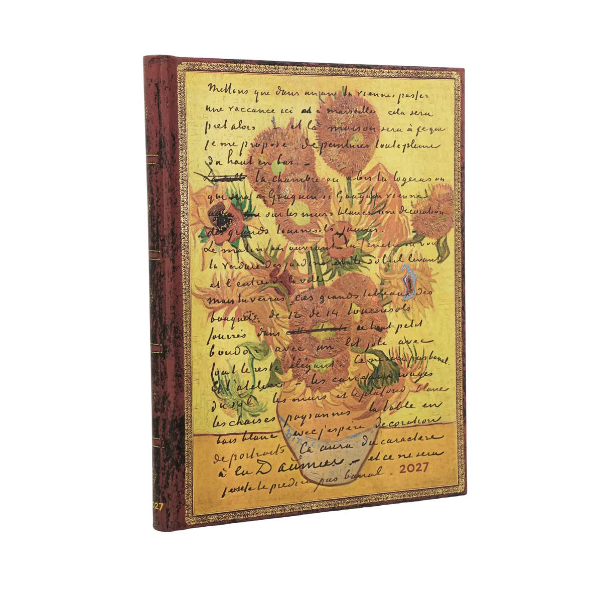 Paperblanks 2027 Van Gogh, Sunflowers Ultra Hardback Diary – Week-to-View with Notes (Verso) – front cover