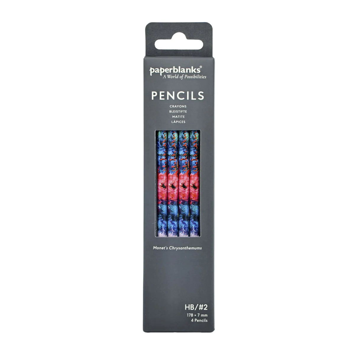 Paperblanks Monet’s Chrysanthemums Pencils – Pack of 4 – front view