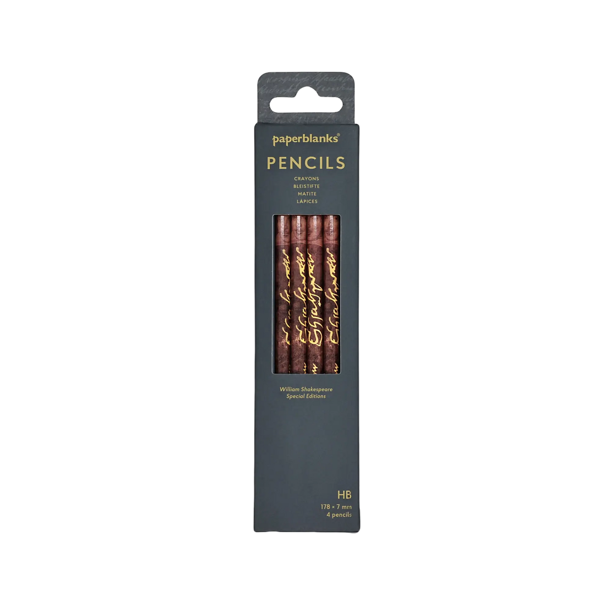 Paperblanks William Shakespeare Pencils – Pack of 4 – front view