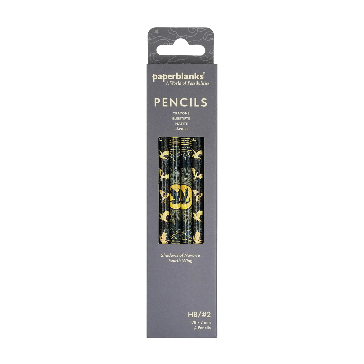 Paperblanks Shadows of Navarre/Fourth Wing Pencils – Pack of 4 – front view