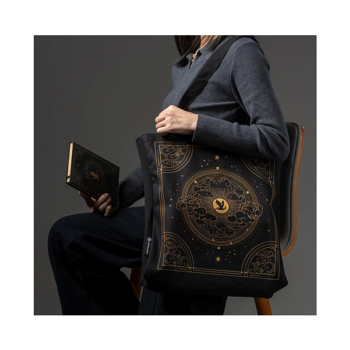 Paperblanks Shadows of Navarre Cotton Tote Bag – side view