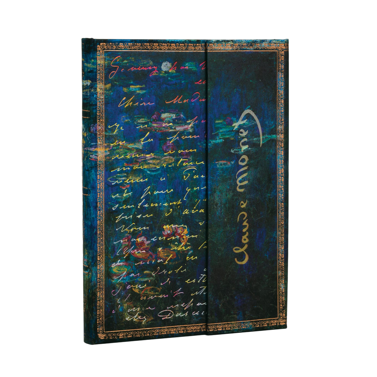 Paperblanks Monet (Water Lilies), Letter to Morisot Midi Hardback Journal – Lined, 144 Pages – angled view