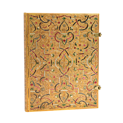 Paperblanks Gold Inlay Ultra Hardback Journal – Lined, 240 Pages – angled view