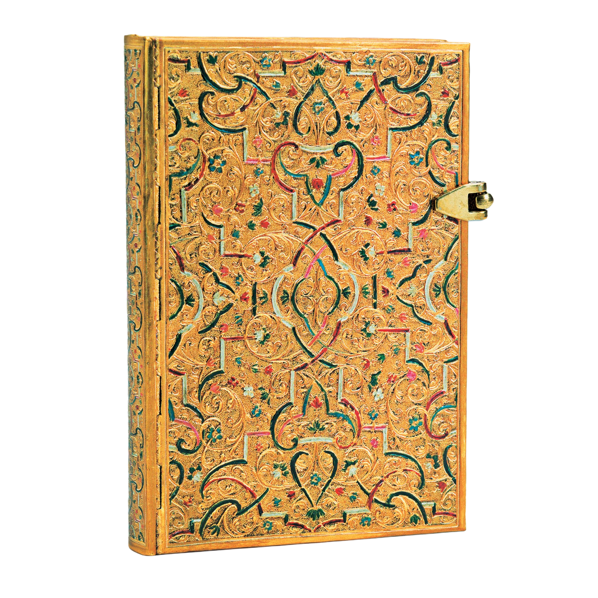Paperblanks Gold Inlay Mini Hardback Journal – Lined, 208 Pages – angled view