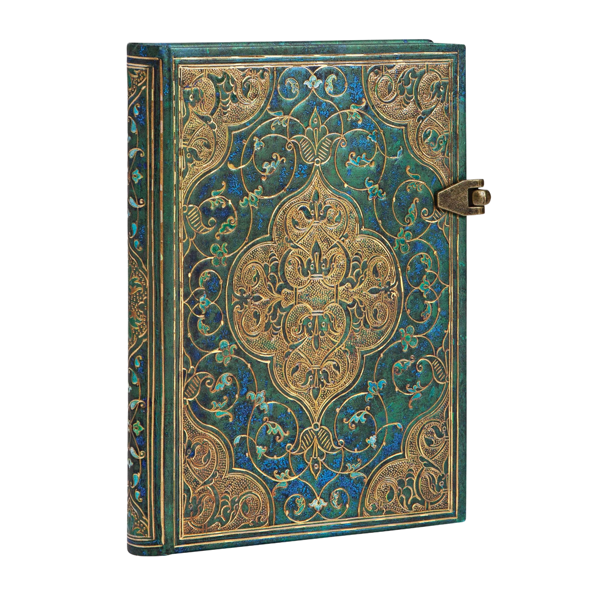 Paperblanks Turquoise Chronicles Mini Hardback Journal – Lined, 240 Pages – angled view