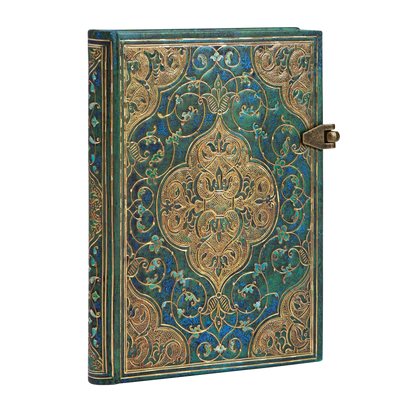 Paperblanks Turquoise Chronicles Mini Hardback Journal – Lined, 240 Pages – angled view