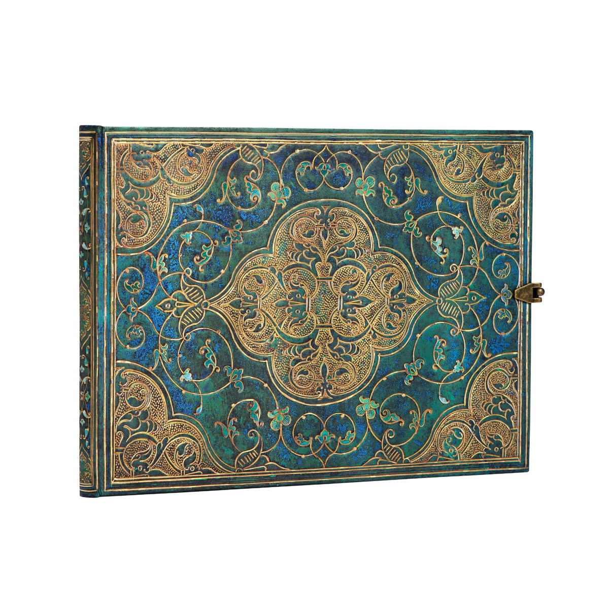 Paperblanks Turquoise Chronicles Hardback Guest Book – Plain, 144 Pages – angled view