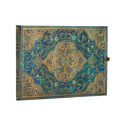 Paperblanks Turquoise Chronicles Hardback Guest Book – Plain, 144 Pages – angled view