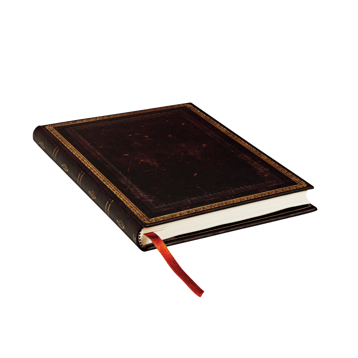 Paperblanks Black Moroccan Midi Hardback Journal with Elastic Band Closure – Lined, 144 Pages – page edge