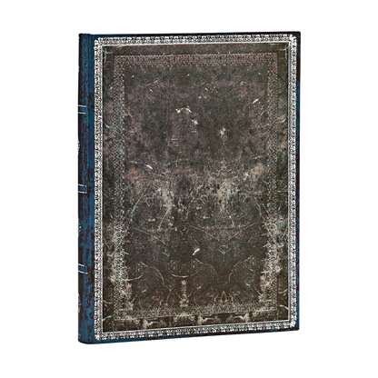 Paperblanks Midnight Steel Midi Hardback Journal – Lined, 144 Pages – angled view